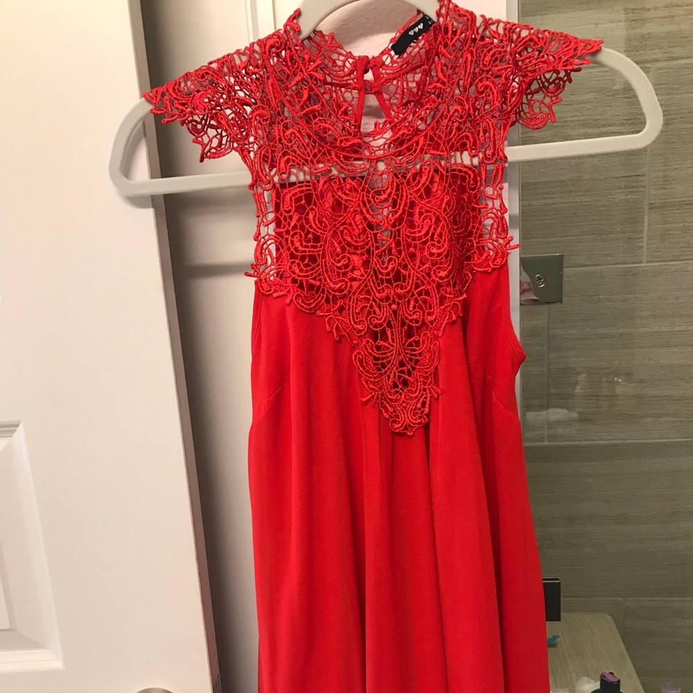 Red dress with lace top